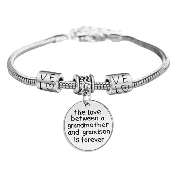 None Jewelry - Grandmother Silver Charm Bracelet From Grandson Floating Love Charms NWT